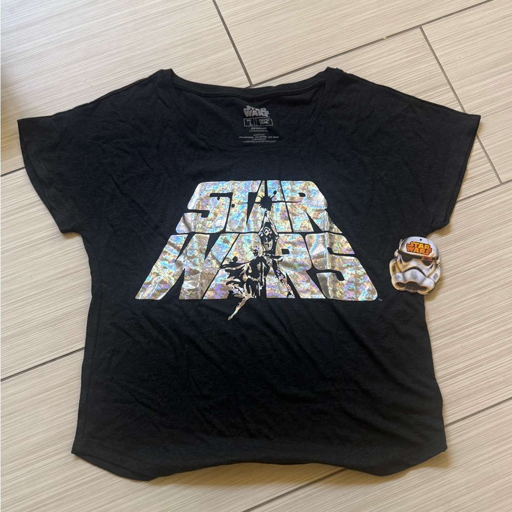 Star Wars Off Black Tee with Holographic Logo